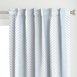 Light Blue Vines Curtain Panel - Laurel Leaf Stripe by danika_herrick - Stripe Blue Leaves Stripes Vine Custom Curtain Panel by Spoonflower