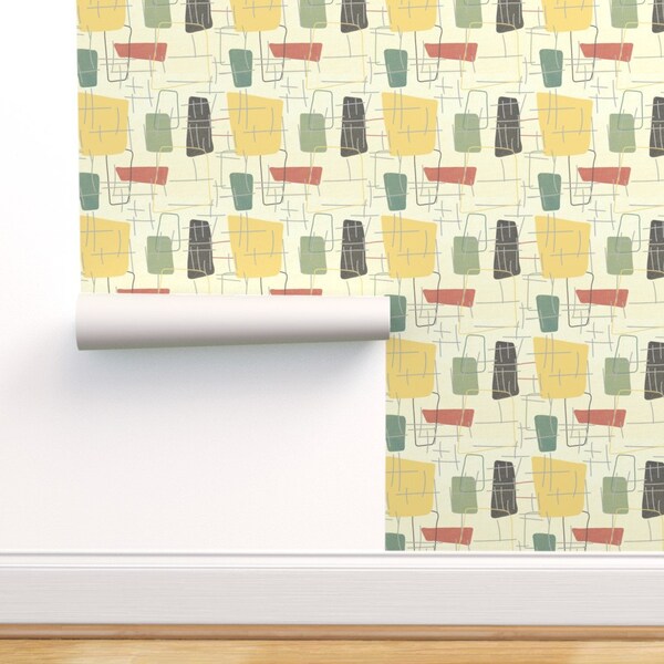 Mid Century Modern Wallpaper Etsy