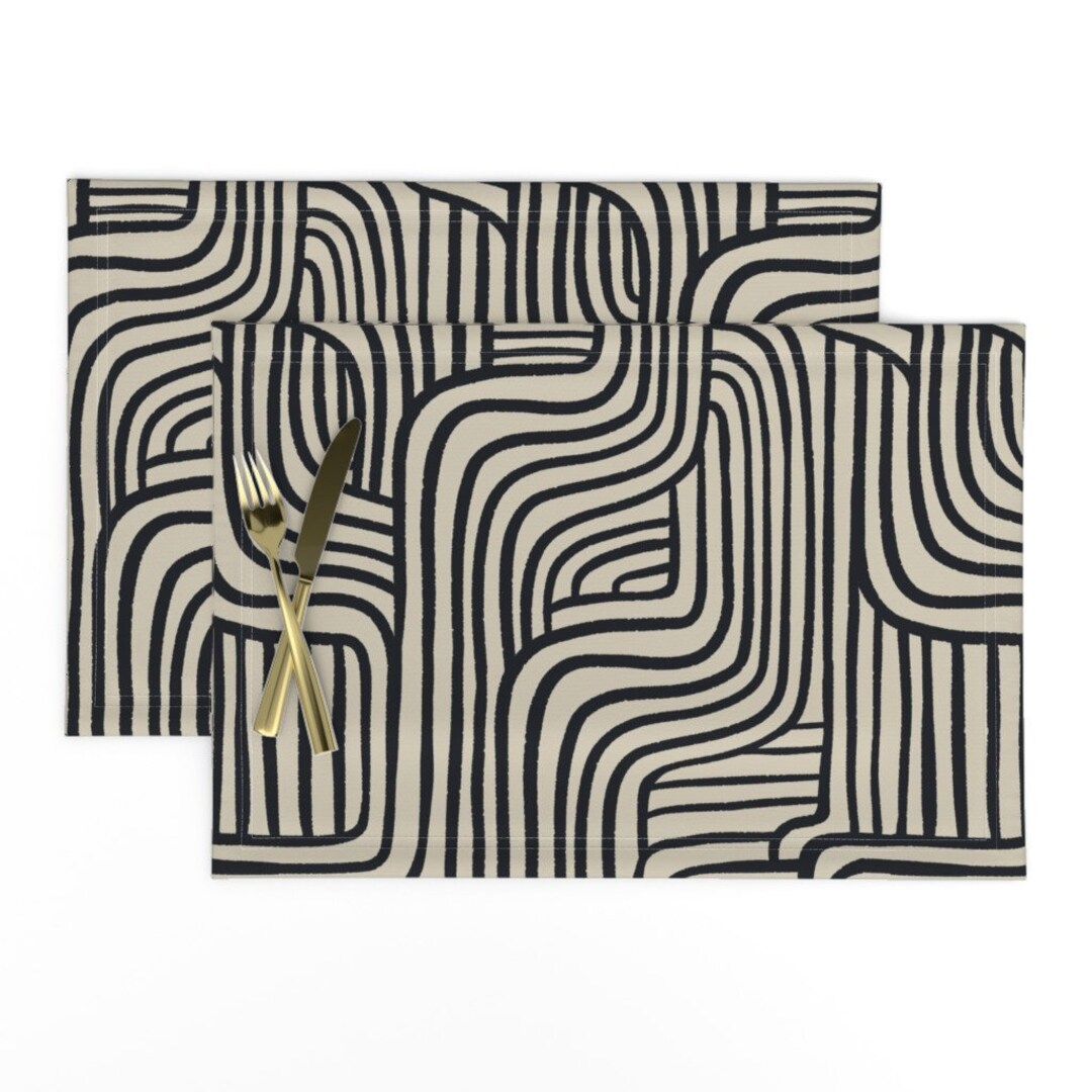 Modern Placemats set of 2 Modern Maze Mudcloth by Michele_norris