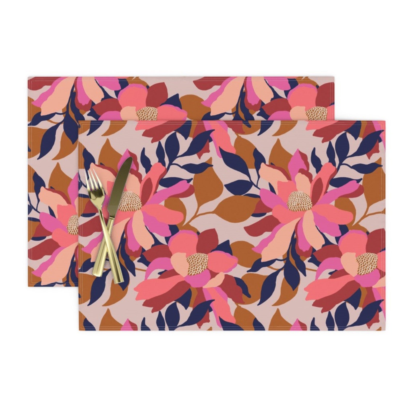 Flowers Placemats Set of 2 Layered Modern Floral by Etsy