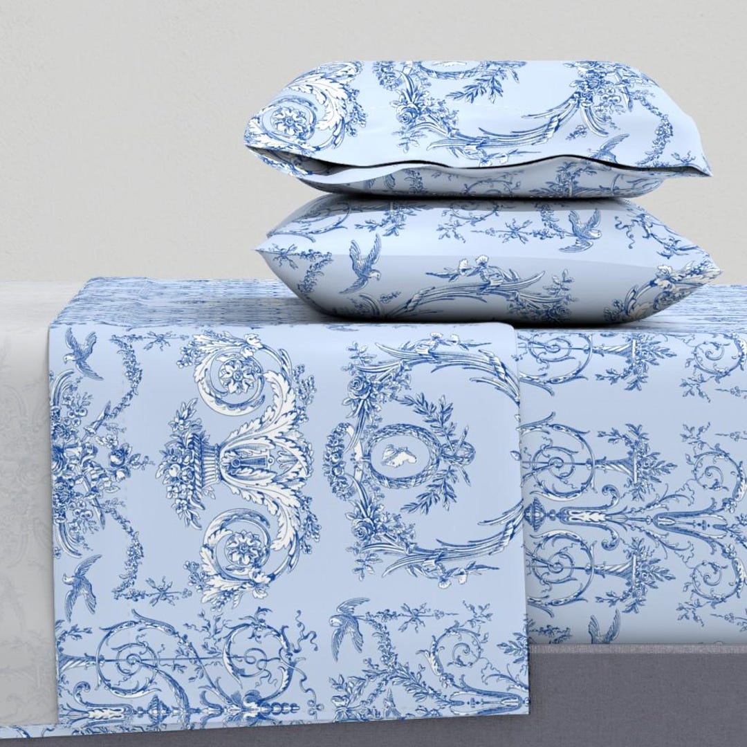 Blue and White Sheets - French Toile Blueberry by Lilyoake - Toile ...