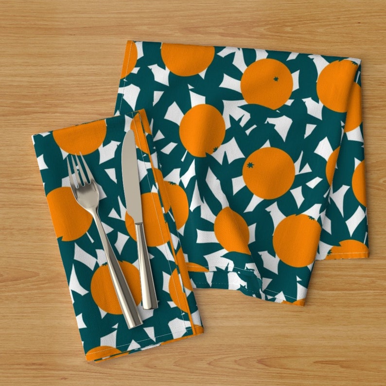 Fruit Botanical Cloth Napkins by Spoonflower Citrus Dinner Napkins Set of 2 - Art Deco Minimalist Orange Grove by elliottdesignfactory
