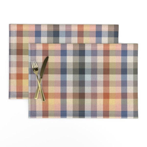 Cozy Cabin Placemats (Set of 2) -  Buffalo Plaid by schatzibrown - Modern Farmhouse Cottage Country Rustic Cloth Placemats by Spoonflower