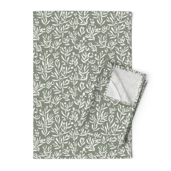 Sage green tea towels deals