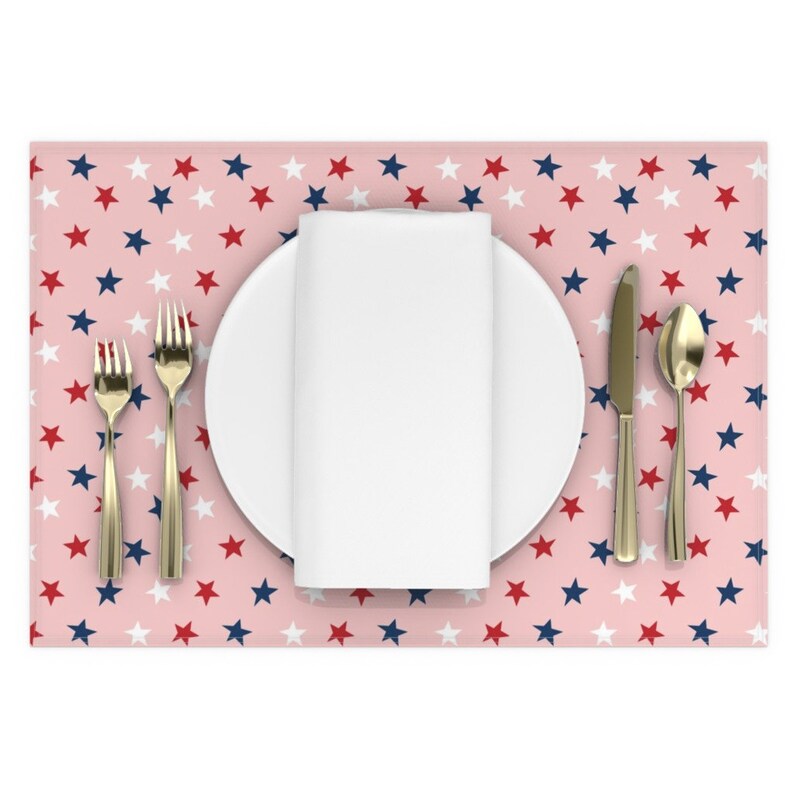 Pink July 4th Placemats set of 2 Patriotic Stars by Etsy
