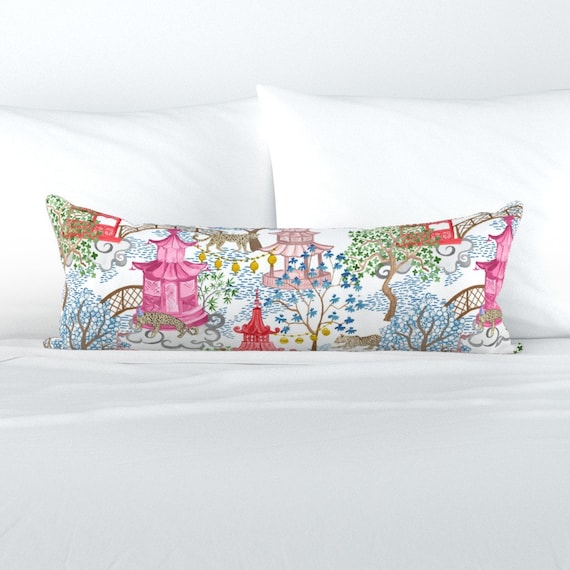 Chinoiserie lumbar pillow sale