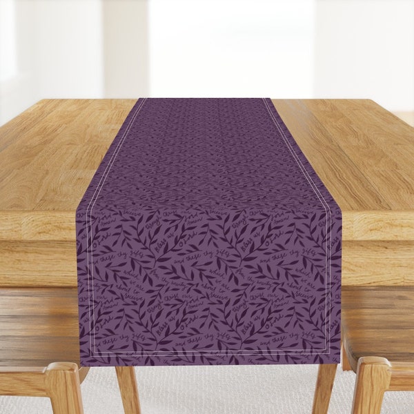 Catholic Table Runner - Bless Us O Lord by thelittleroseshop - Prayer In Purple Lent Advent Cotton Sateen Table Runner by Spoonflower