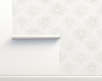 Fondo de pantalla geométrico costero de grado comercial - Erizo de mar de hitomikimura - Neutral Boho Sea Urchin Wallpaper Double Roll de Spoonflower