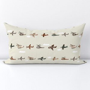 Boho Airplanes Lumbar Pillow - Helicopters Neutral Beige Whimsical Cute Rectangle Accent Throw Pillow - Planes On Sand by ivieclothco image 3