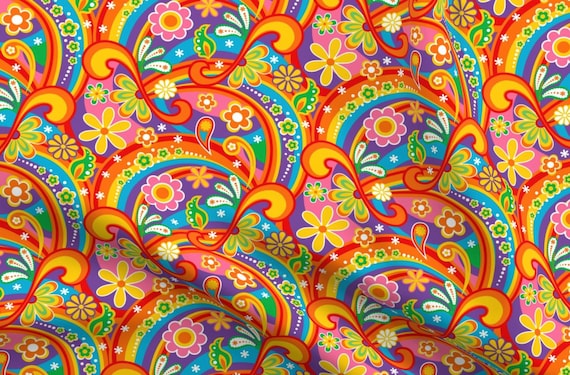 田舎の性活 A賞シーツA 1960 年代のシーツ - 1960_psychedelic Flower Power by mia_valdez