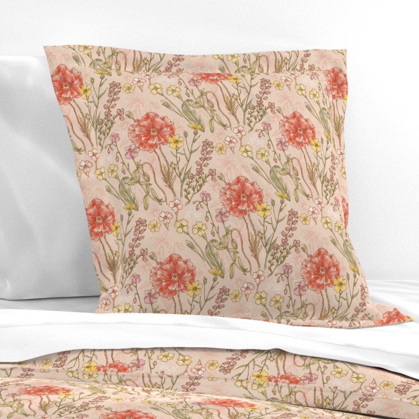 Victorian Pillow Sham Vintage Botanical Flowers by Etsy