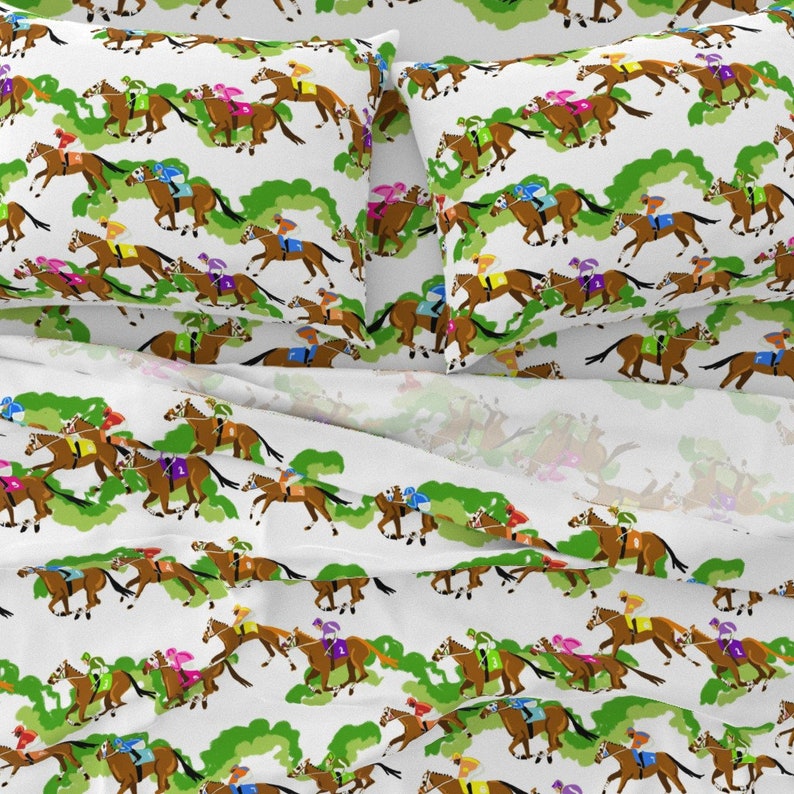 Horses Sheets Racing by coopercraft Off To The Races Etsy