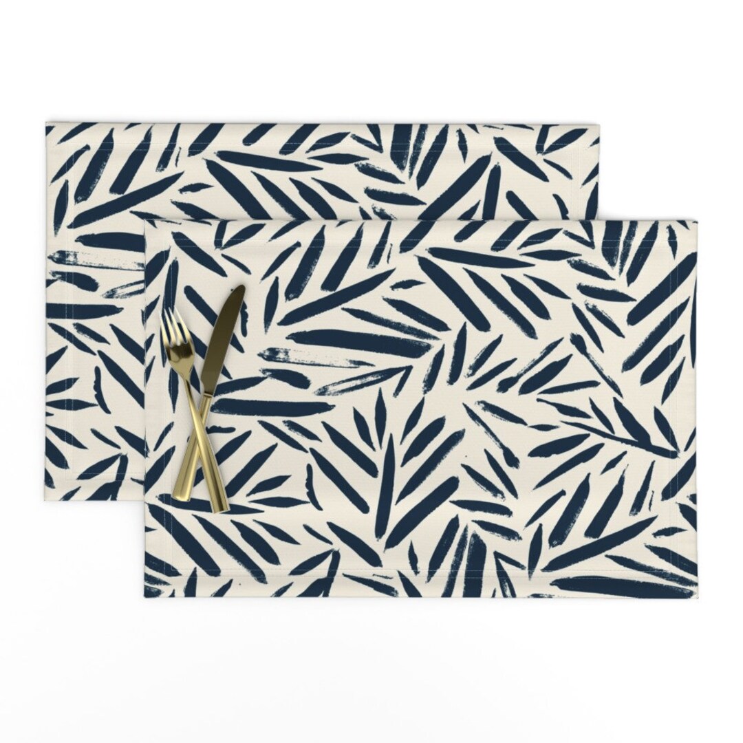 Boho Placemats set of 2 Brush Stroke Leaves by Etsy