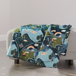 Manta decorativa caprichosa: mapa de aventuras Seek de sarah_mcalpine_art: manta decorativa Treasure Adventure Map Lagoon con tela Spoonflower