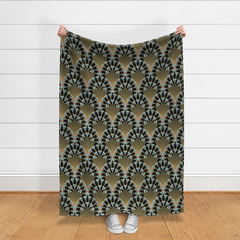 Art Deco Throw Blanket Papyrus Flowers by analinea Etsy
