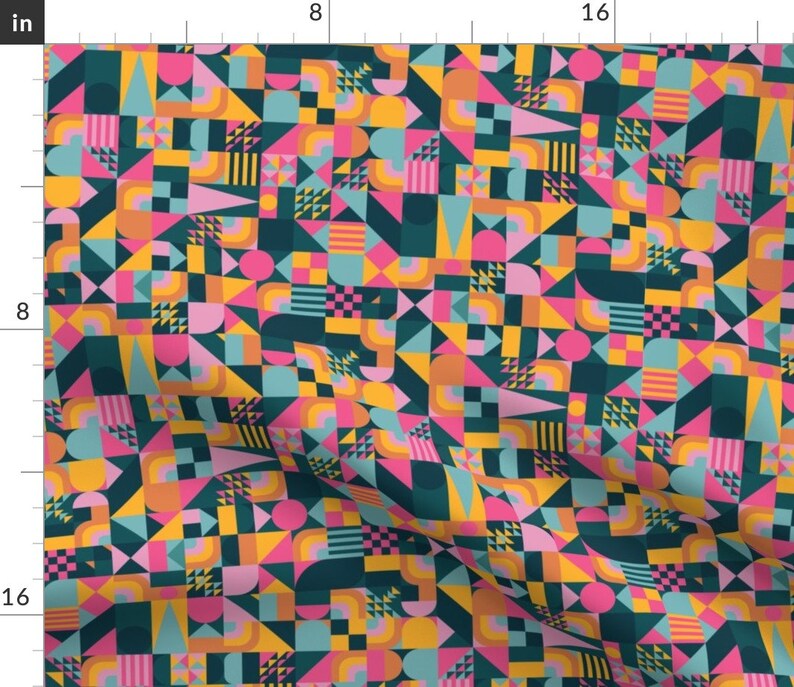 Bright Retro Geo Sheets Simple Shapes by Agathests Retro Etsy
