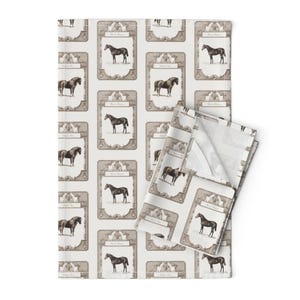 Reiter Geschirrtücher (2er Set) - Cheval Anglaise von ragan - Vintage inspirierte Pferd Pony Leinen Baumwoll Geschirrtücher von Spoonflower