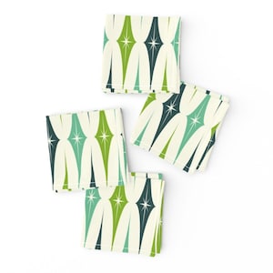 Mid Century Modern Cocktail Napkins (Set of 4) - Starburst Diamonds  by studioxtine - Retro Inspired Atomic Era Cloth Napkins by Spoonflower