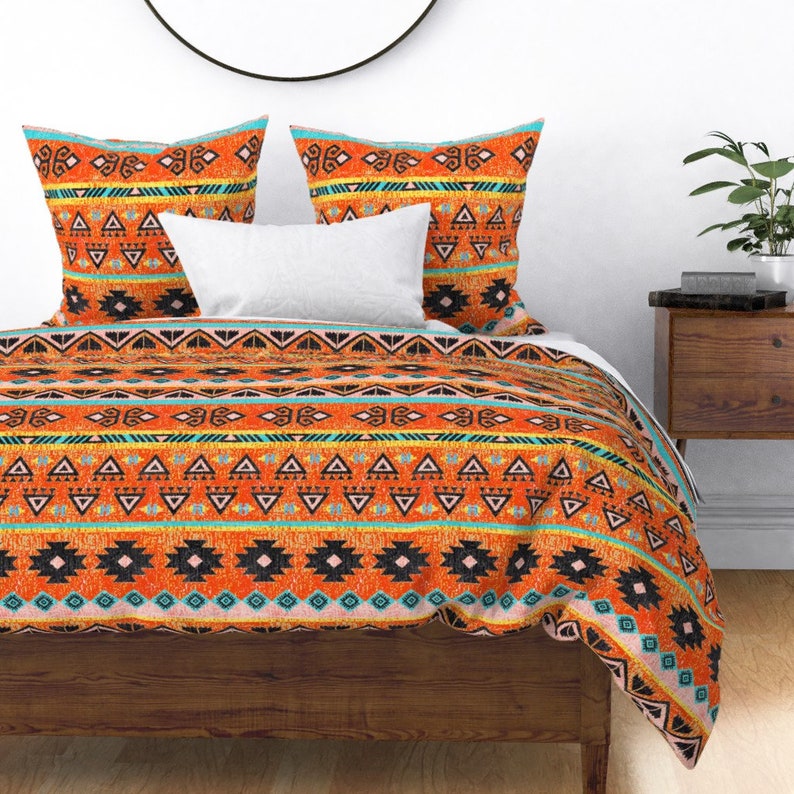 Tribal Duvet Cover Vibrant Kilim by Lucybaribeau Turkish Etsy