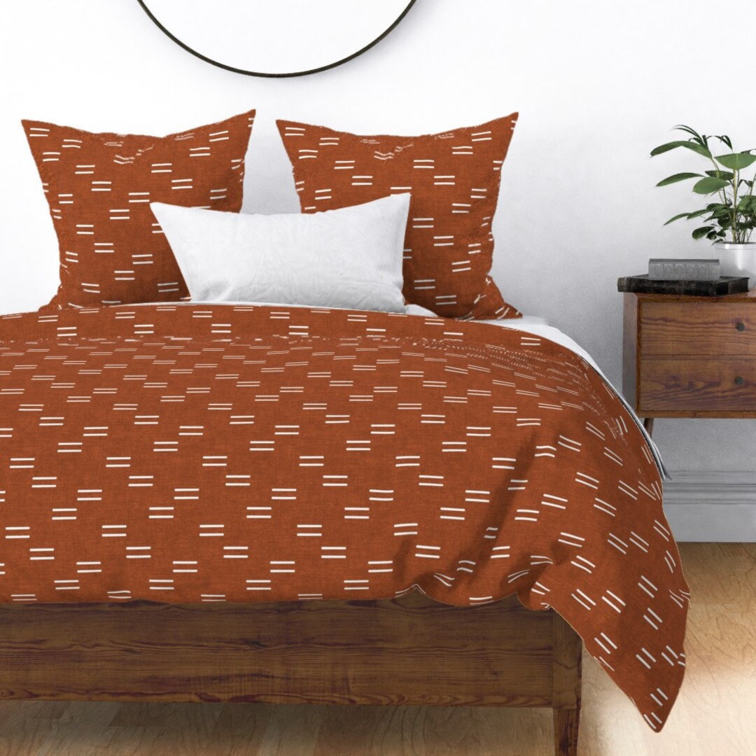 Burnt Orange Duvet Cover Double Dash Orange by Etsy