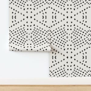 Bohemian Non-Pasted Wallpaper Mud Cloth Boho Modern Dots Black And White  - Boho_tile Large by holli_zollinger Wallpaper by Spoonflower