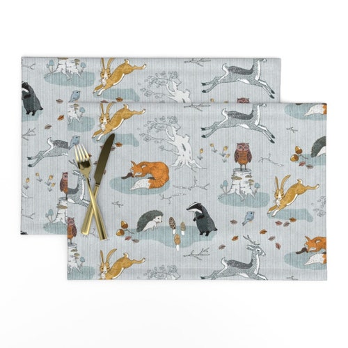 Woodland Placemats set of 2 Rustic Fall Forest by Etsy