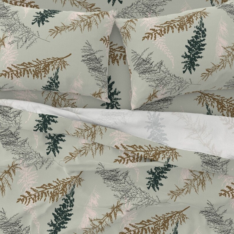 Pine Tree Forest Pine Needles Cotton Sateen Sheet Set Bedding by Spoonflower Christmas Tree Sheets Big Fir Branches by juliaschumacher