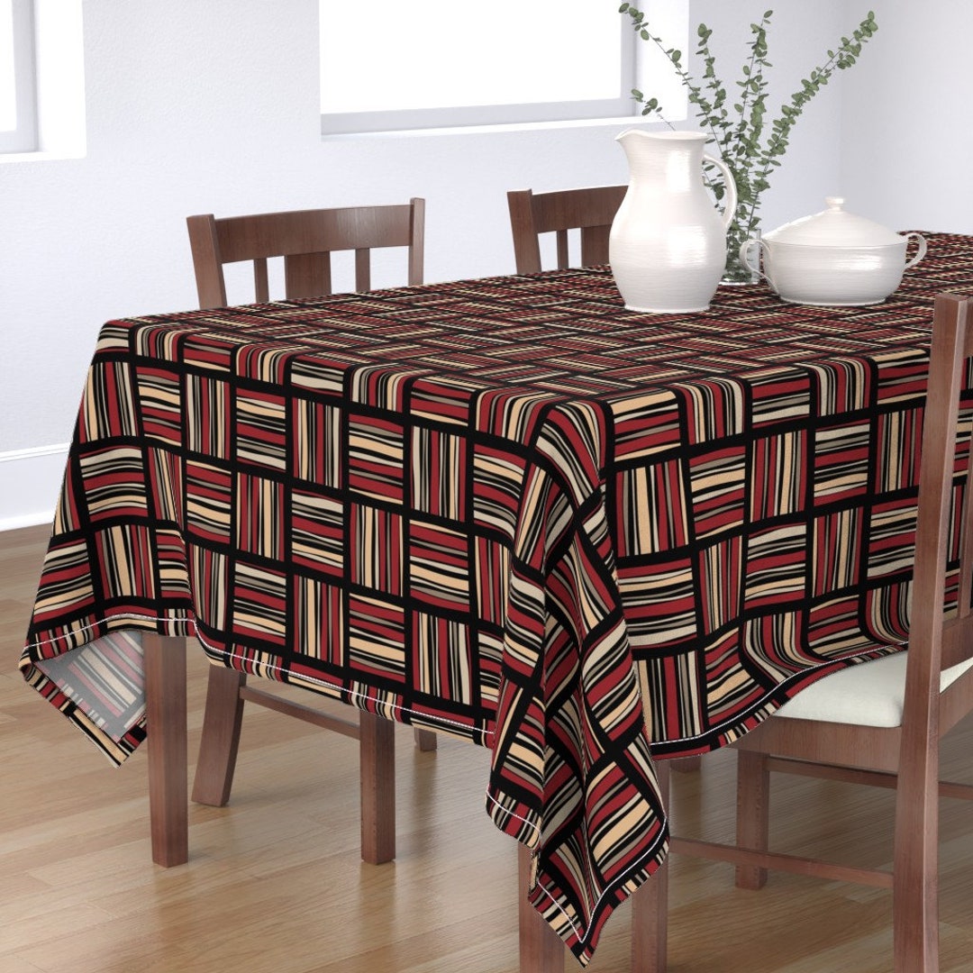 Red Basketweave Tile Tablecloth Basketweave by Squilla Red Etsy