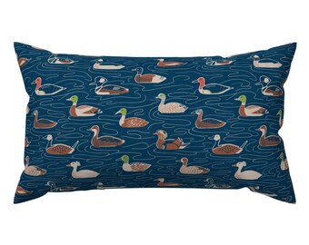 Waterfowl Accent Pillow - Duck Duck by caleblukelin - Swimming Ducks Aquatic Wild Birds Hunting Rectangle Lumbar Throw Pillow by Spoonflower