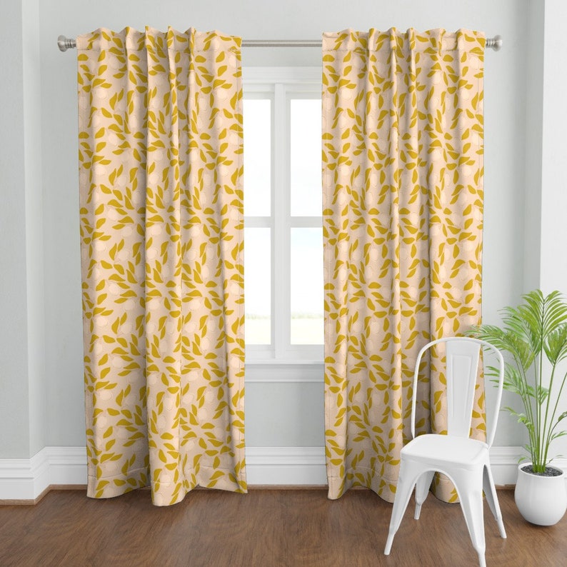 Lemon Floral Curtain Panel Lemony Fresh by Sunday_babes Etsy