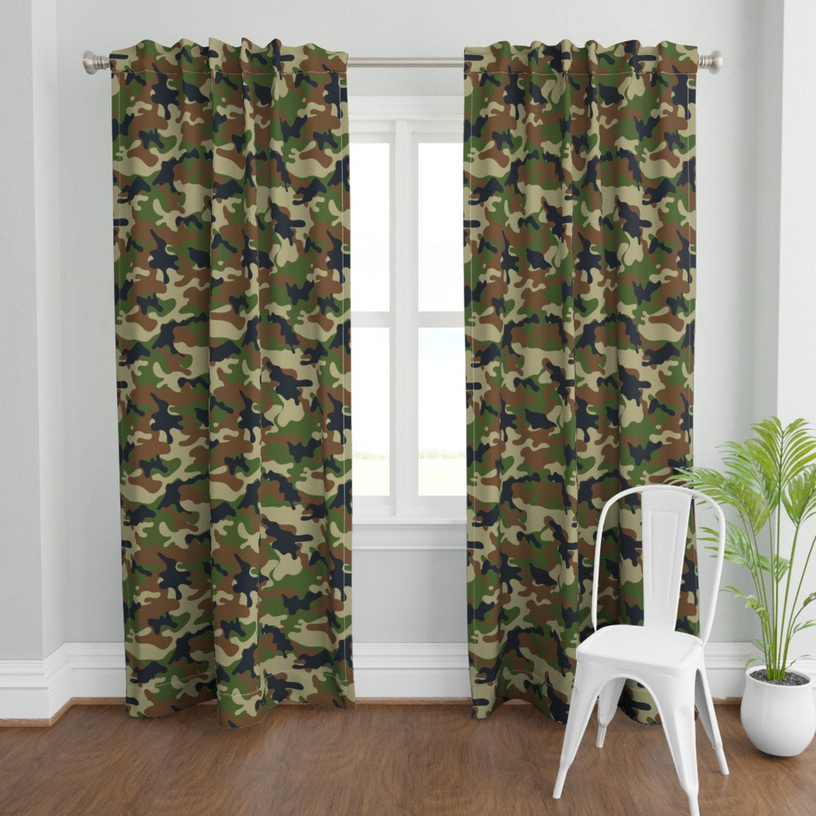 Camouflage Curtain Panel Woodland Camo Pattern by Artpics Etsy