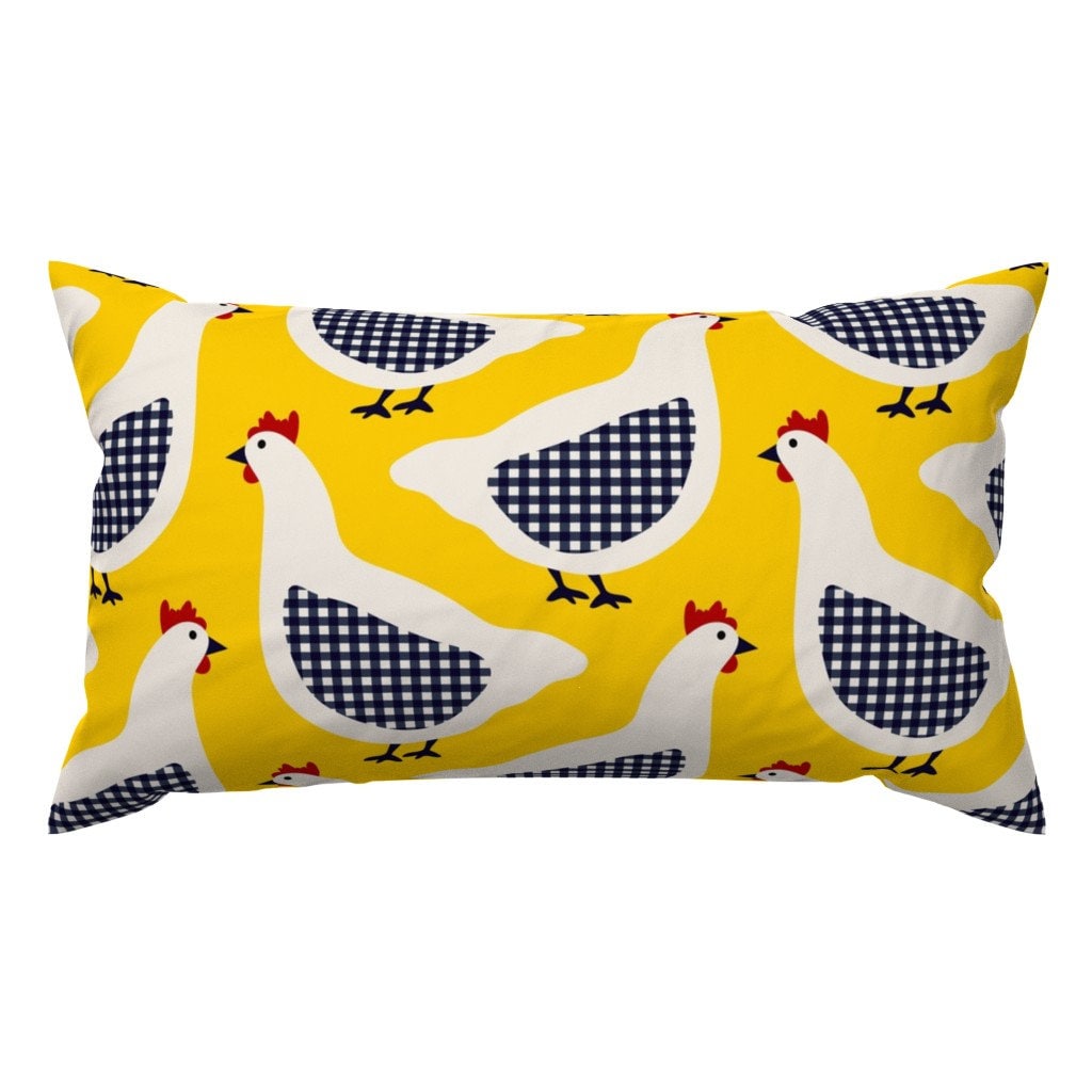 鶏のランバーピロー - カントリーファームハウスチェック柄サマー