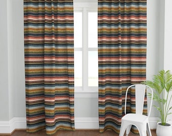 Southwest Desert Curtain Panel - Serape Stripe by littlearrowdesign - Earth Tones Distressed Look Custom Curtain Panel by Spoonflower
