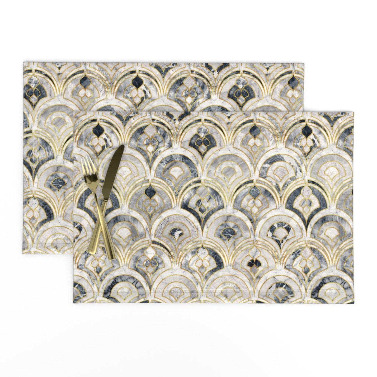 Art Deco Placemats set of 2 Marble Art Deco Tiles Charcoal Etsy