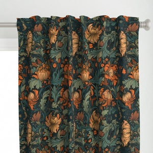 Green Curtain Panel - Baroque Floral Acanthus by maria_marinova -  Floral Dark Vibrant Art Nouveau Custom Curtain Panel by Spoonflower