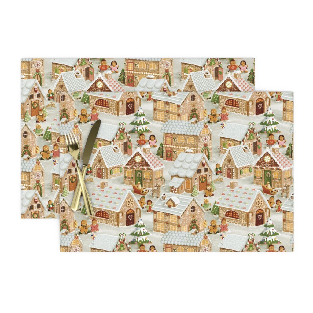 Gingerbread Houses Placemats Set of 2 Vintage Gingerbread Etsy