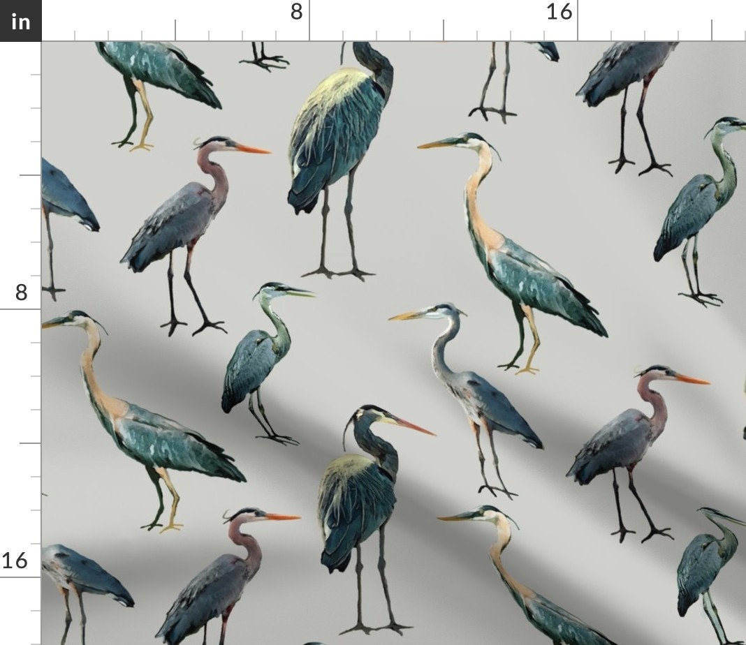 Coastal Dinner Napkins set of 2 Blue Herons on Light Gray Etsy