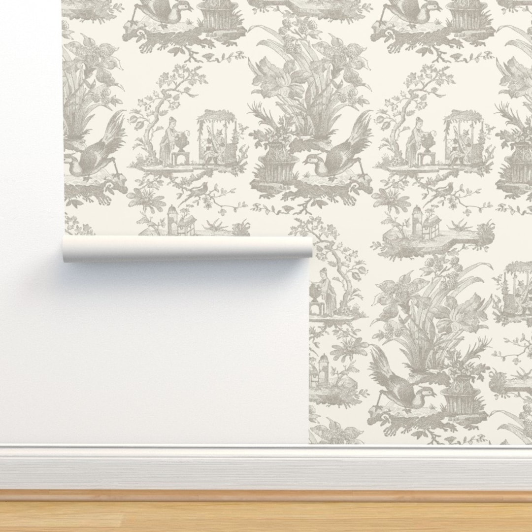 Antique Style Non-pasted Wallpaper Victorian Look Neutral Toile ...