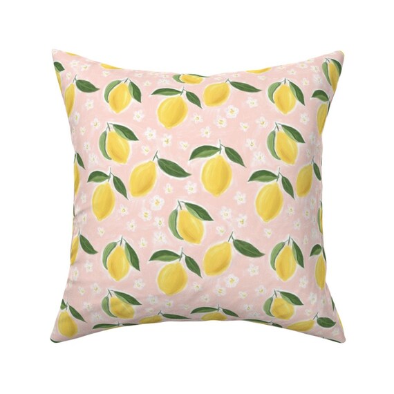 Little Lemons Throw Pillow Lemons by innamoreva Blush Pink Etsy