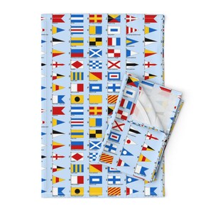Semaphore Tea Towels (Set of 2) - Nautical Signalling Flags by sef - Sailing Flags Nautical Symbol Linen Cotton Tea Towels by Spoonflower