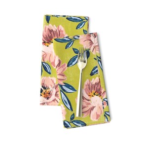 Watercolor Floral Dinner Napkins (Set of 2) - Pink Peonies by red_raspberry_design - Vintage Spring Peonies Cloth Napkins by Spoonflower