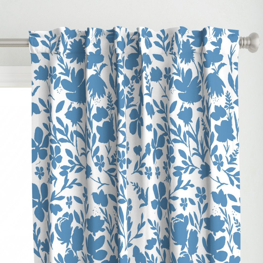 Farmhouse Floral Curtain Panel the Garden Patch by Inkandbluejeans