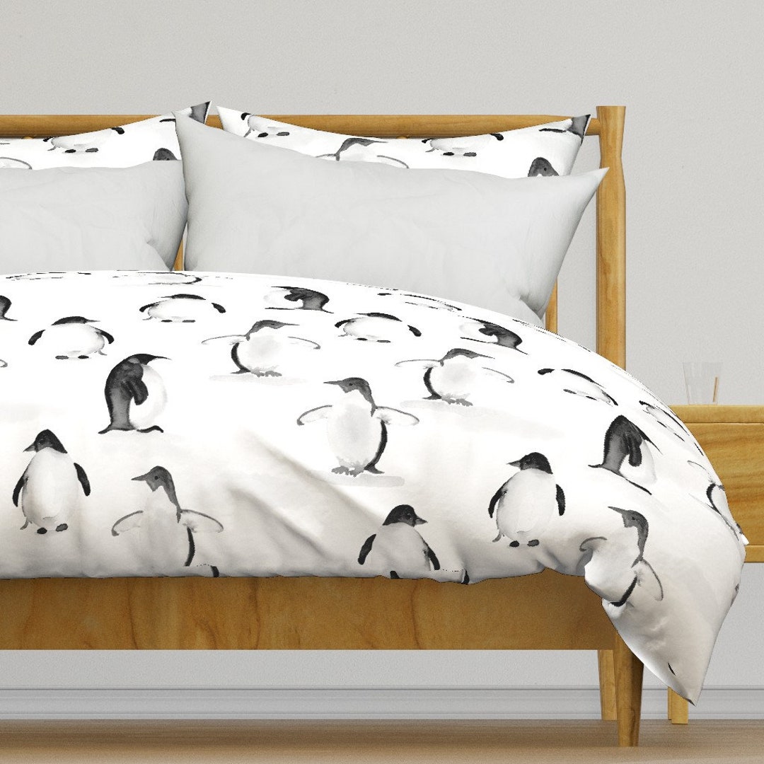 Painterly Penguins Duvet Cover Penguins by Dailymiracles Black and