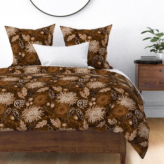 Brown Jumbo Floral Duvet Cover Autumn 