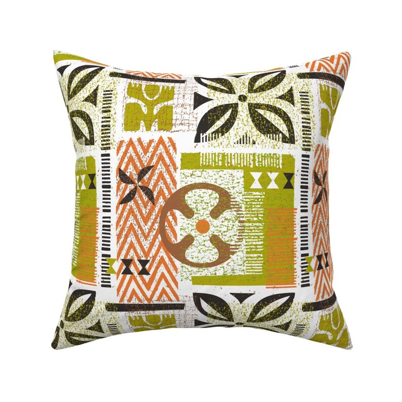 Tiki Throw Pillow Aloha Flowers by Muhlenkott Vintage Etsy