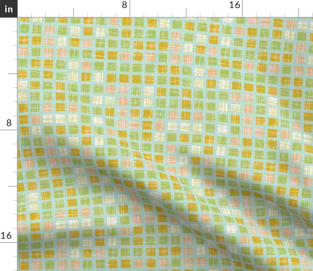 Discover Easter Plaid Square Patches Pastel Green Yellow Geometric Napkins