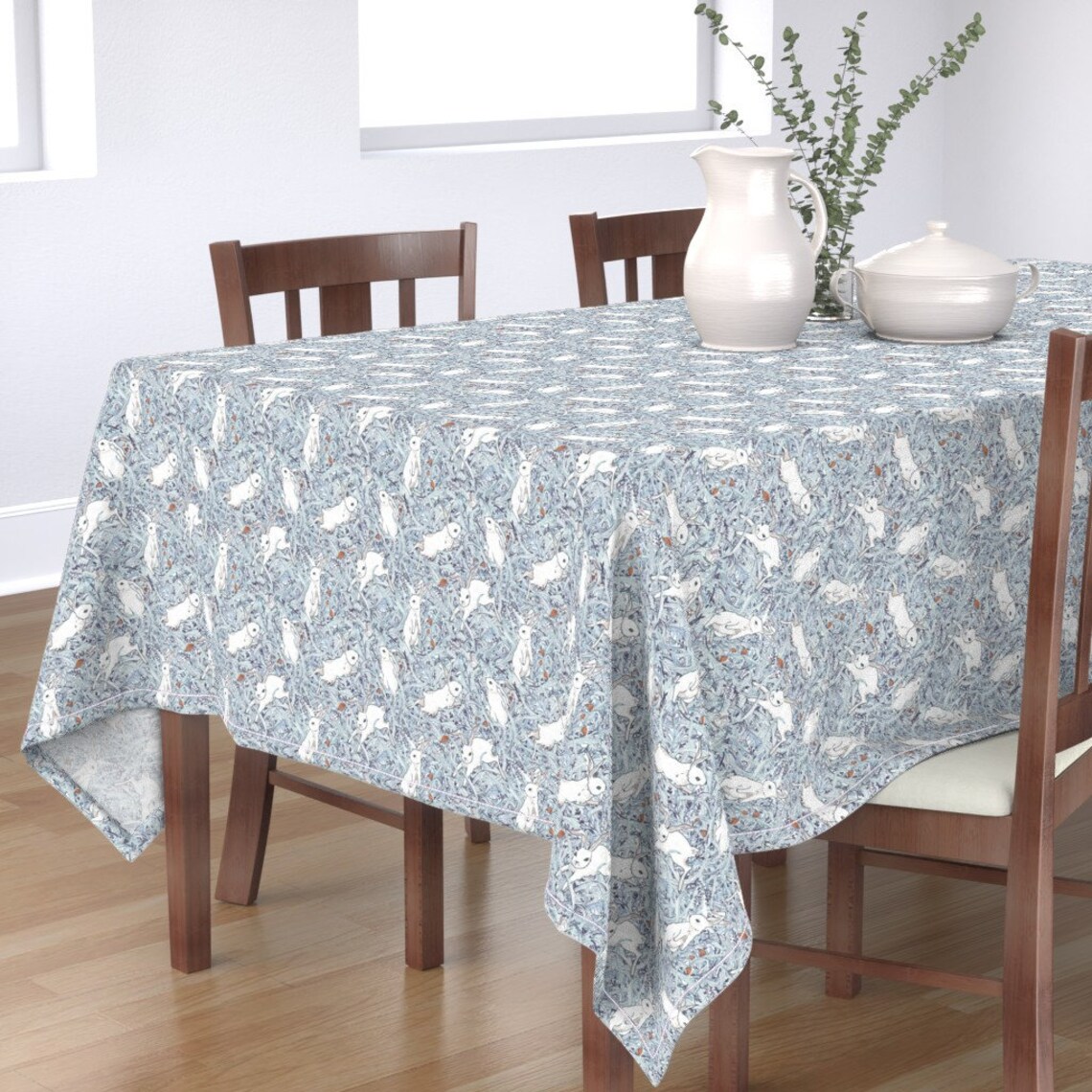 Baby Blue Bunnies Tablecloth Romping Rabbit by Etsy