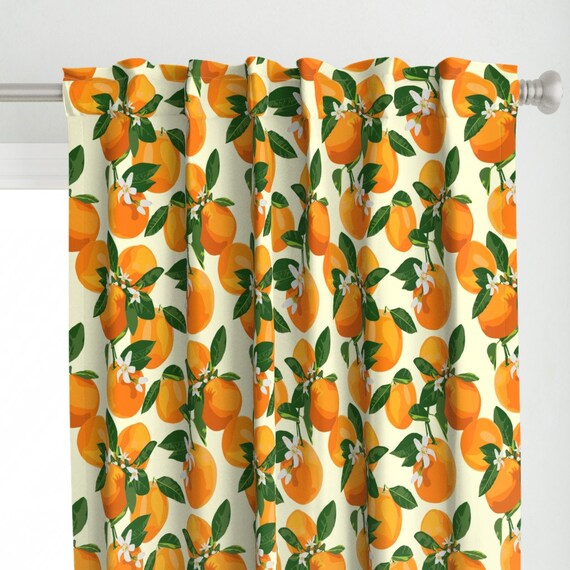Citrus Curtain Panel Oranges And Blossoms On Cream Ii by kaileyhawthorn Summer Fruit Oranges Food Custom Curtain Panel by Spoonflower
