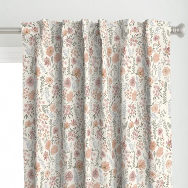 Blush Floral Curtains Etsy