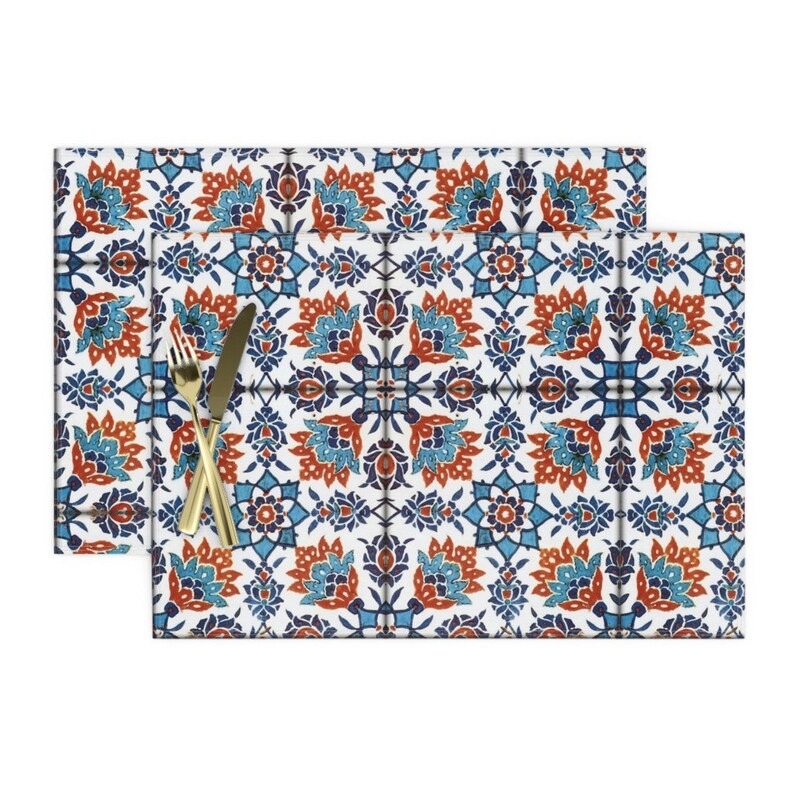 Persian Table Runner Ethnic Tribal Abstract Boho Cotton Sateen Table Runner by Spoonflower Kilim In Warm Multi by elliottdesignfactory